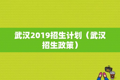 武汉2019招生计划（武汉招生政策）