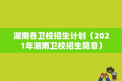 湖南各卫校招生计划（2021年湖南卫校招生简章）