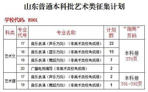 山东省艺体招生计划（山东省艺术类招生计划）