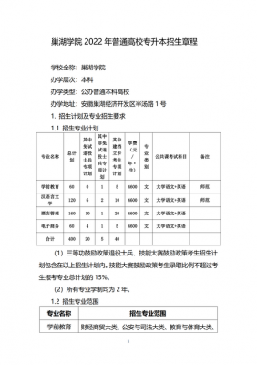 巢湖学院招生计划章程（巢湖学院招生部门）